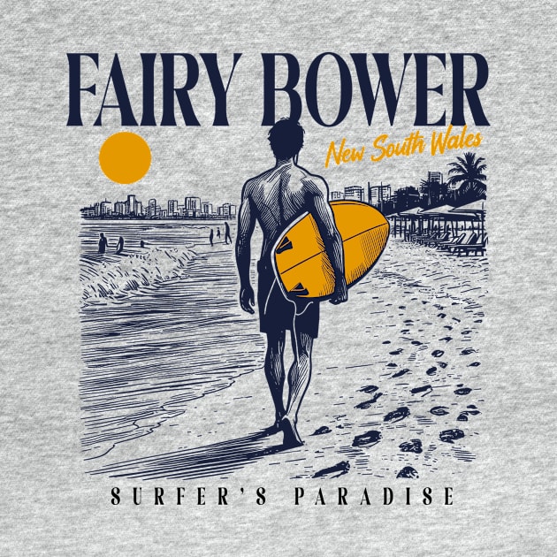 Vintage Surfing Fairy Bower, New South Wales, NSW Australia // Retro Surfer Sketch // Surfer's Paradise by Now Boarding